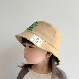 Detail of khaki cotton bucket hat with Good embroidery and adjustable windproof strap