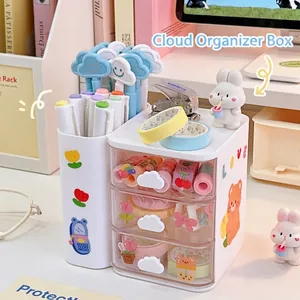 Desktop Storage Plastic Multi Layer Drawers And Pen Holder Cloud Shape Stationery Organizer Cute INS Style