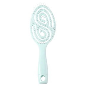 Ergonomic vent hairbrush in mint blue with curved massage bristles for styling hair