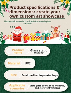 Detailed size chart for Christmas reindeer and Santa Claus PVC static glass stickers