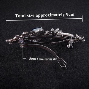 Barrette à cheveux vintage avec strass et fleurs élégantes, longueur 9 cm