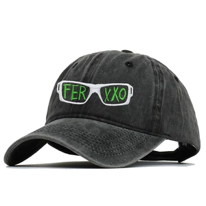 Washed cotton baseball cap with FERXXO embroidery in black and green street style
