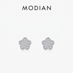Blumen Ohrstecker 925 Sterling Silber Zirkonia Mikro Pave Minimalistisch Süß Koreanischer Stil Für Damen