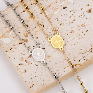 Saint Benedict medal cross pendant necklaces in gold and silver finish 304 stainless steel
