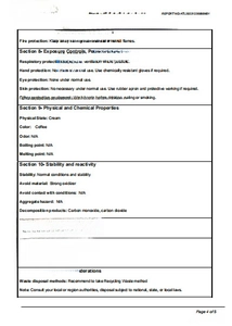 Official MSDS document page for coffee color cream cushion foundation safety report