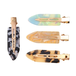 Acetate seamless hair clips set with marble and leopard patterns in surfboard shape