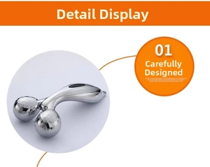 Detail view of the 3D roller face massager showing the dual diamond-cut metal heads