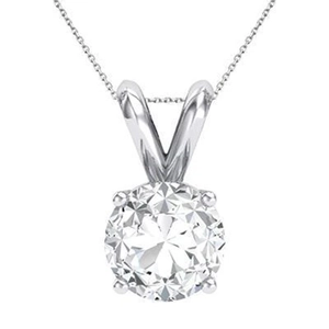 Macro shot of a brilliant round cut zircon pendant with a classic four-prong setting