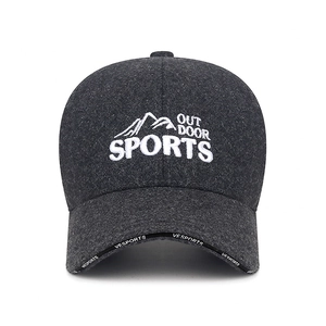 Winter wool baseball cap for men with OUTDOOR SPORTS embroidery and warm lining