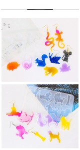 Detail of translucent animal silicone molds for resin earrings showing various shapes