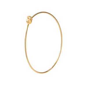 Detailed close-up of 1.5mm thin gold stainless steel wire bracelet with a screw bead