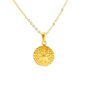Minimalist 18K gold plated stainless steel necklace with starburst round pendant