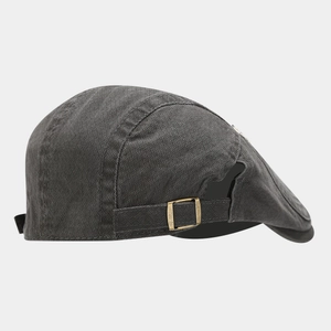Béret classique en coton gris foncé avec boucle réglable pour hommes et femmes