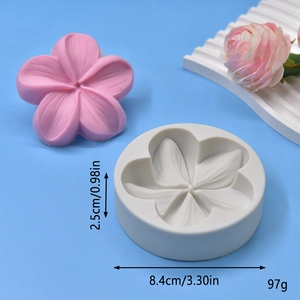 White five-petal flower silicone mold for DIY crafts with a pink floral sample