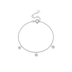 Elegant S925 sterling silver flower bracelet with sparkling cubic zirconia charms