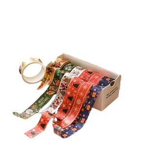 8 rolls of Christmas themed washi tape set featuring festive patterns and red green colors