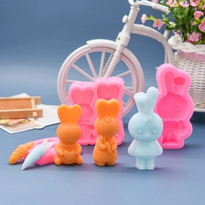 Easter bunny and carrot silicone mold set for DIY fondant and cake baking crafts