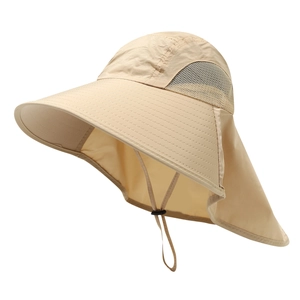 Chapeau de soleil extérieur avec large bord, protège-nuque et filet de ventilation