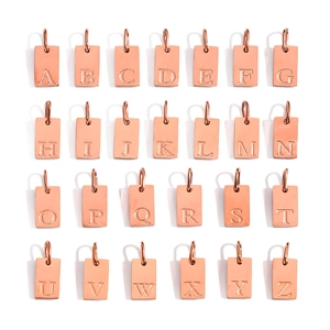 Set of 26 rose gold square letter pendants A-Z made of high-quality stainless steel