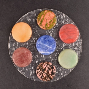 Natural Crystal Gemstone Round Polished Discs Energy Healing Stones For Meditation Home Office Desk Decor Ornament