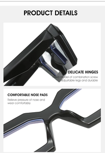Detail of durable metal hinges and smooth integrated nose pads on black glasses frames