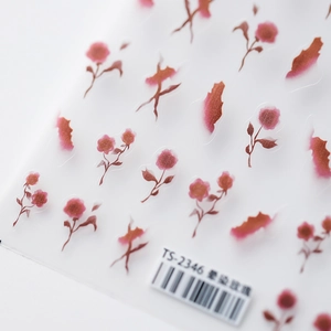 5D stereoscopic smudge rose nail art stickers TS-2346 with matte floral gradient finish