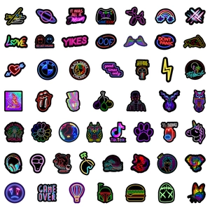 Neon style graffiti stickers featuring trendy pop culture icons for laptop and phone decoration