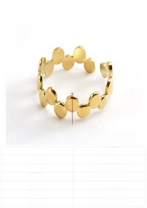 Detail chart of 18K gold plated stainless steel geometric hollow ring showing size and weight