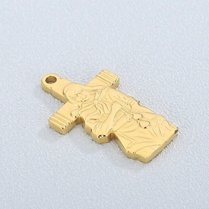 Cross Pendant Necklace Charm Stainless Steel Gold Plated Religious Jesus Figure Hip Hop Street Style For Men Women