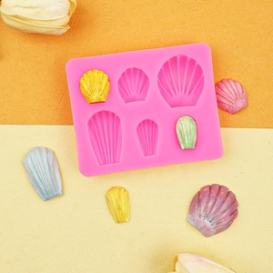 Rosa Silikonform mit sechs Muschelkavitäten für DIY Fondant und Schokoladen Desserts