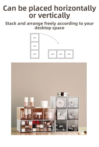 Macro detail of modular desktop storage boxes showing stackable design and matte finish