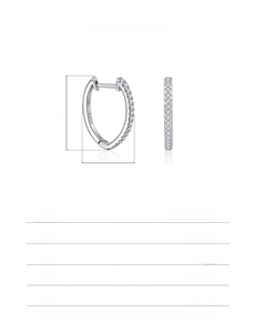 Technical drawing and dimensions of S925 sterling silver hoop earrings with micro-inlay