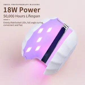 Lámpara LED 18W forma de concha para secado de uñas gel, diseño portátil y profesional
