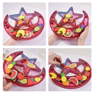 Set di stampi in resina per vassoi a forma di stella e luna con glitter e frutta