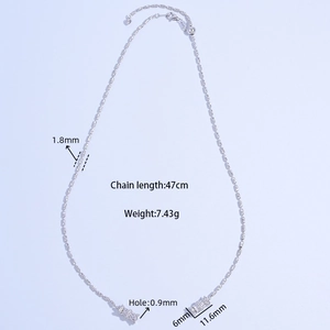 S925 sterling silver DIY necklace chain with diamond cylinders and size specifications