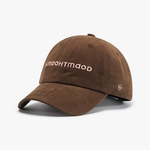 Dark brown baseball cap with pink SMOOHTMOOD embroidery and 86 detail on the side