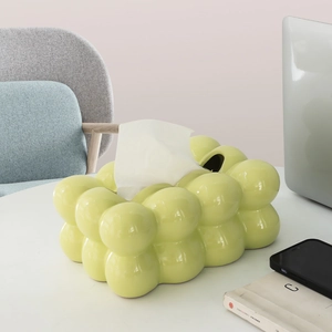 Nordic avocado green ceramic marshmallow bubble tissue box holder for stylish living room decor