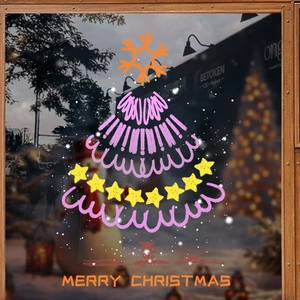Christmas Tree Window Sticker Static Cling PVC Reusable Double Sided Xmas Decor For Glass Door Shop Home