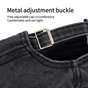 Men's washed cotton military cap featuring adjustable vintage bronze metal buckle strap
