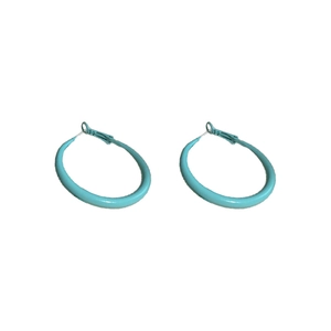 Minimalist teal geometric hoop earrings with smooth lacquer finish and secure clasp