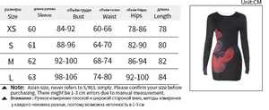 Detailed size chart for bodycon mini dress including sleeve, bust, waist, and hip dimensions