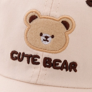 Kids baseball cap with cute bear embroidery and plush detail in beige finish