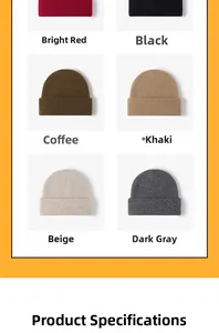 Detailed grid view showing six different colors of ribbed knit merino wool beanies