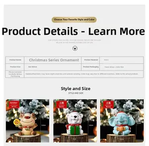 Detailed size chart for resin Christmas figurines including deer, bear and elephant models