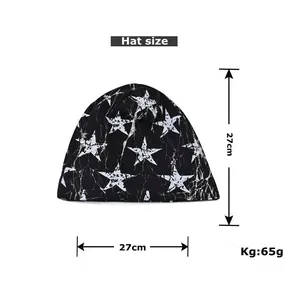 Tableau des tailles détaillé pour le bonnet en tricot étoilé montrant 27cm de hauteur