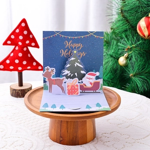 Christmas 3D pop-up greeting card with Santa Claus reindeer and tree design for gift