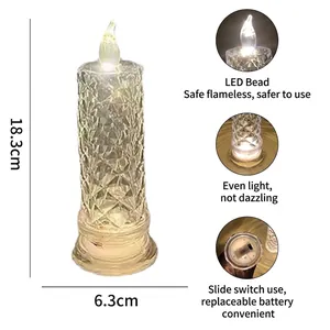 Romantic crystal LED flameless candle lamp with warm light and manual toggle switch