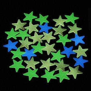 Luminous star wall stickers in green and blue colors for glowing room decoration