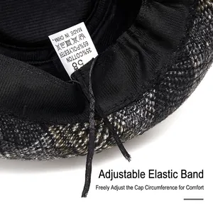 Classic checkered fedora interior featuring an adjustable sweatband and size label