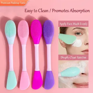 Dual Ended Silicone Face Mask Brush Applicator Facial Cleansing Massage Skin Care Tool Soft Flexible Portable